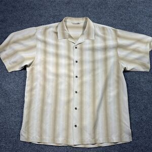 Tommy Bahama‎ 100 Percent Silk Stitch Striped Hawaiian Shirt Lg